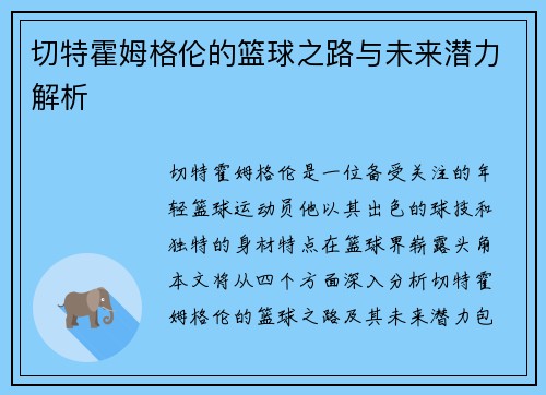 切特霍姆格伦的篮球之路与未来潜力解析